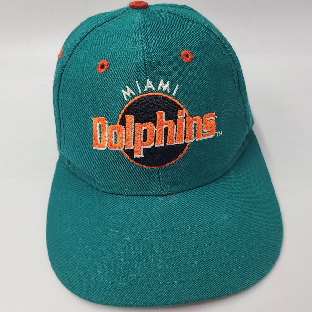 Vintage Miami Dolphins Hat Snapback Logo 7 Aqua Orange NFL Football Logo 90s Men